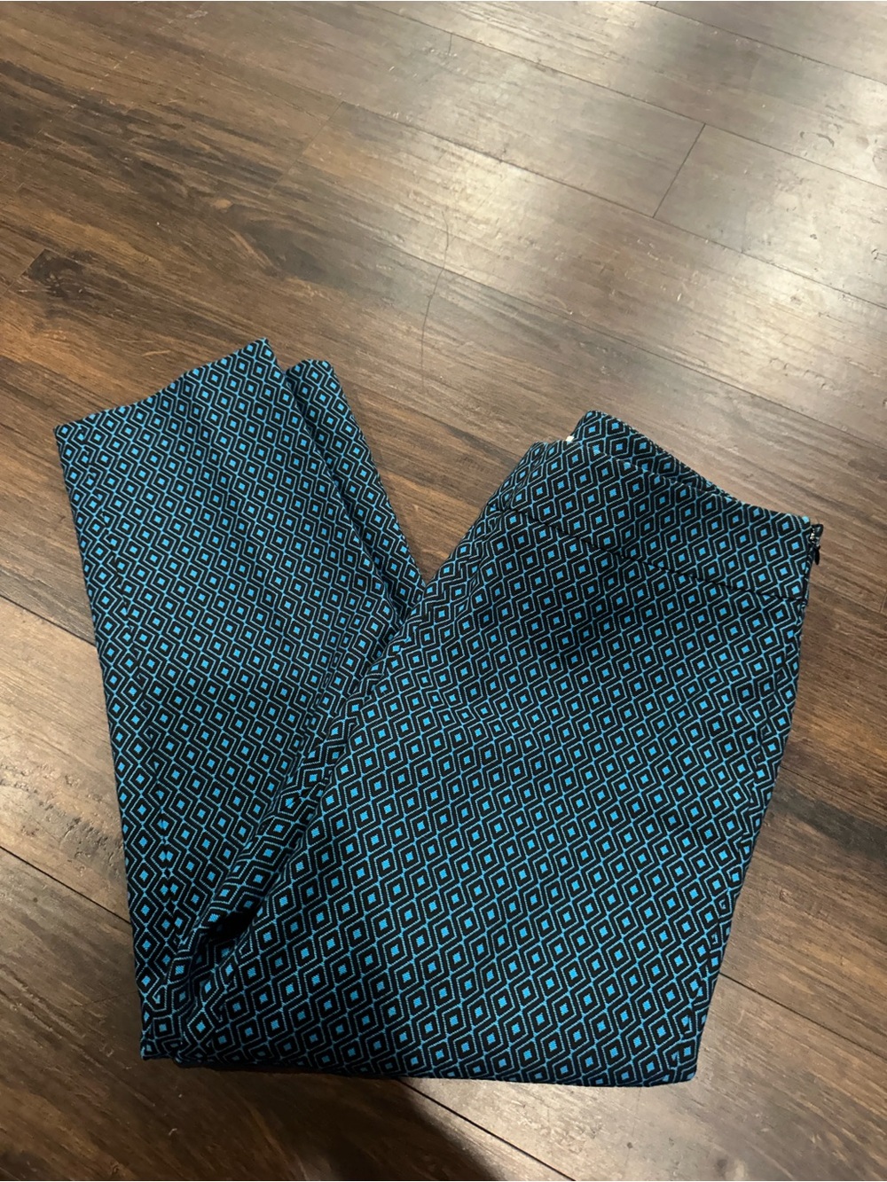 LOFT Marisa Fit Pants Black and Blue Geometric Pattern Size 4P